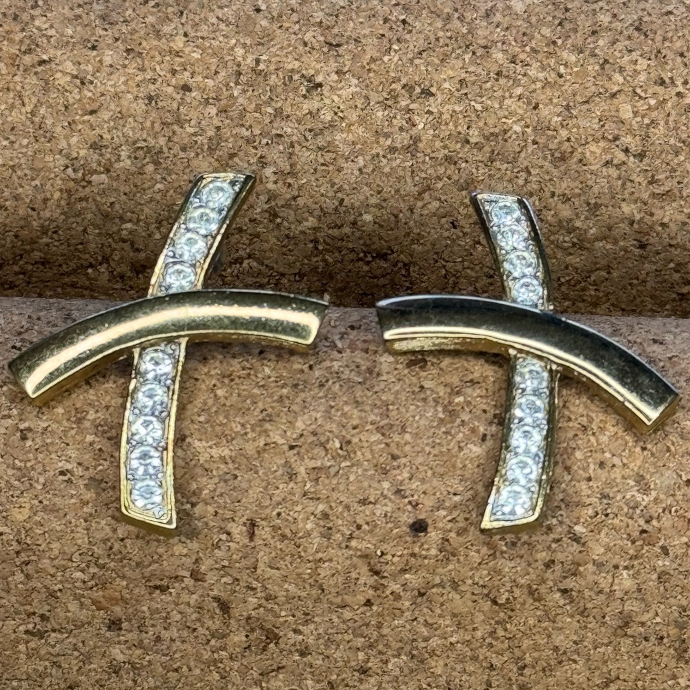 Vintage STATEMENT Earrings Designer Unsigned Gold Tone XOXO